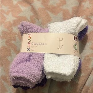 6 pack Joyspin Cozy Socks - Purple and White